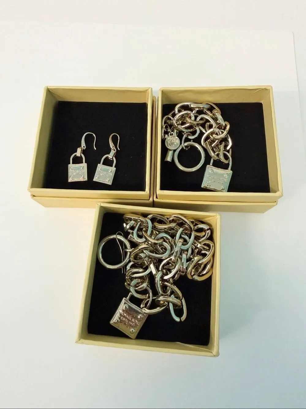Michael Kors EST. 1981 Padlock Jewelry Set Necklace Bracelet Earrings with Micha